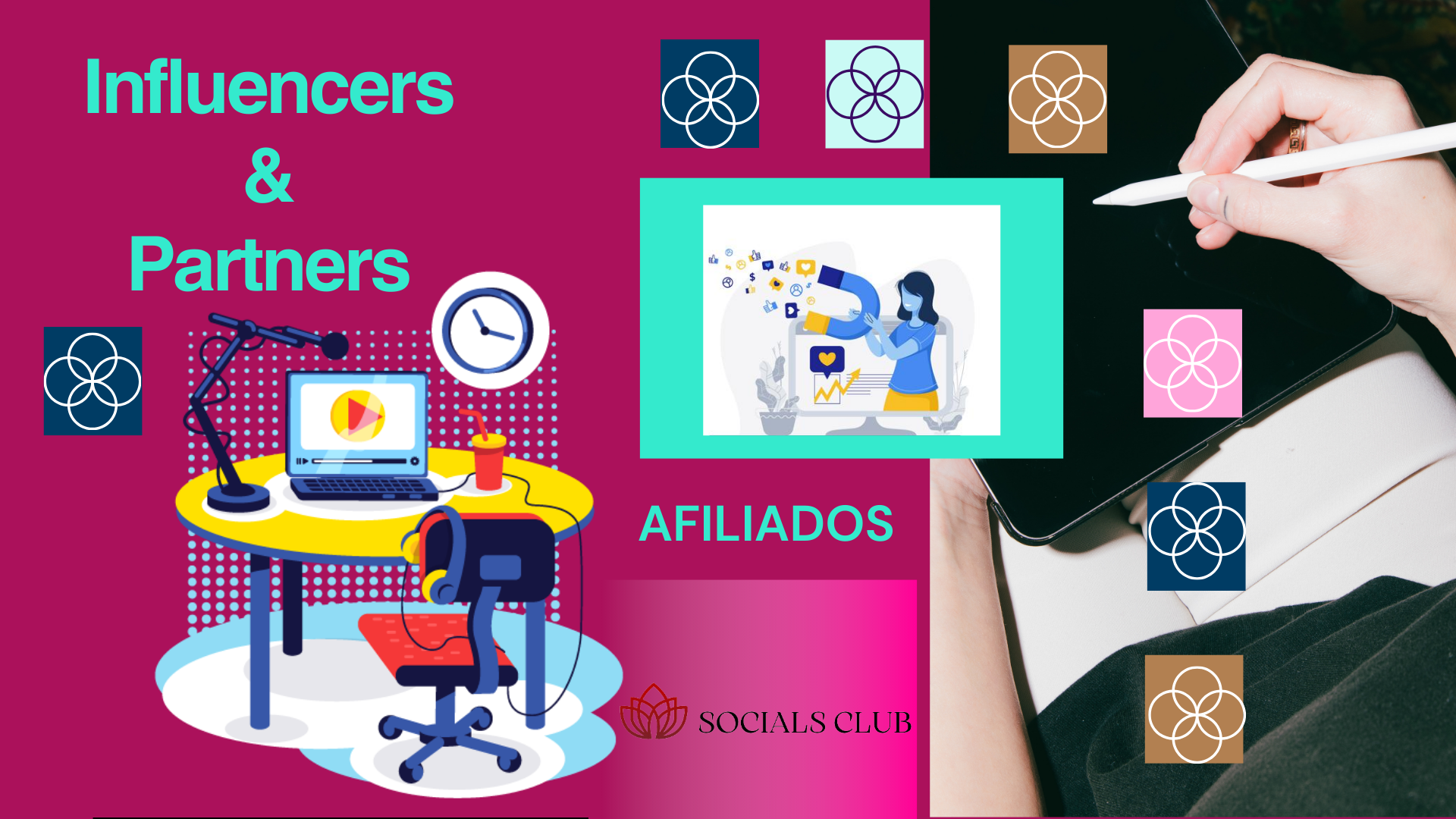 Realizamos alianzas estratégicas con Influencers de Pódcast, Streaming, Directos, Docu-series, Blog, Posts, Grupos de Facebook, Telegram, WhatsApp, etc.